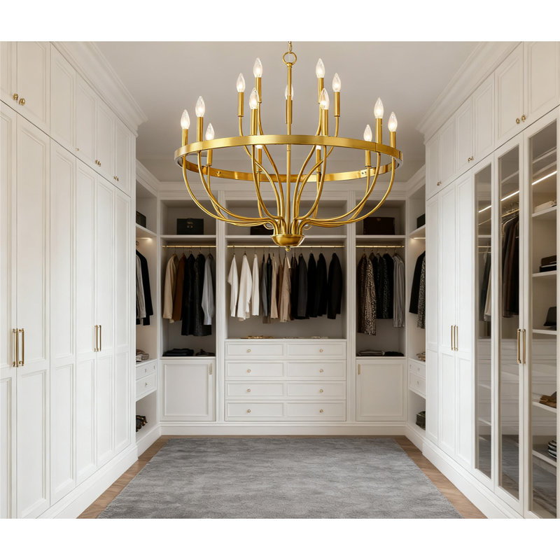 Luminaire suspendu 15 lumières de style campagne moderne avec lustre doré pour îlot de cuisine