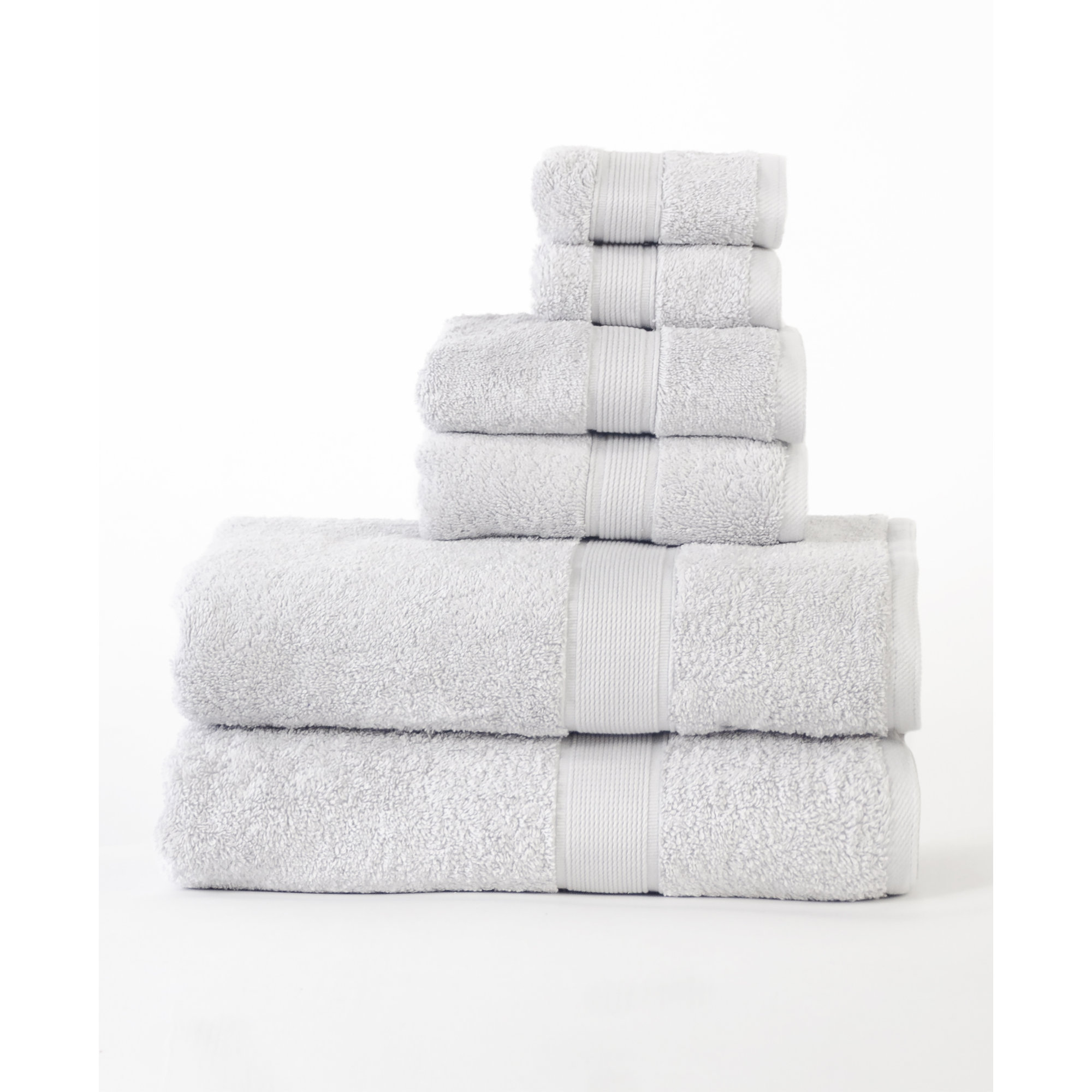 Lyndon 6 Piece 100% Cotton Towel Set, Silver