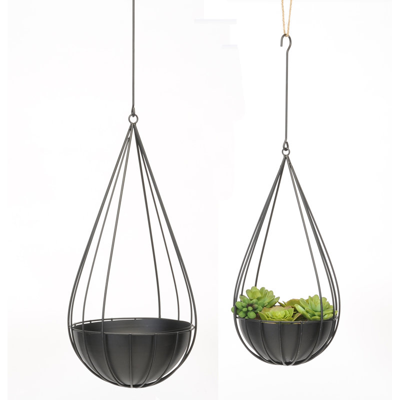 Ensemble de pot de fleurs suspendu en métal 2 pièces Wetherington