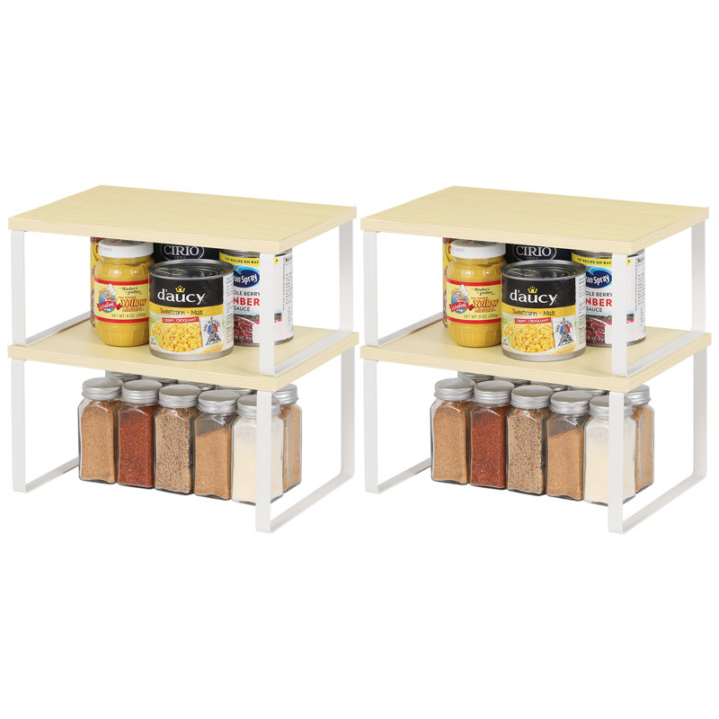Ensemble de 4 tablettes d'appoint, Brun clair / blanc