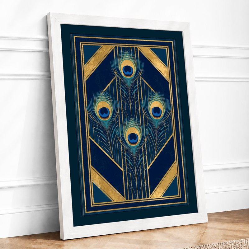 Golden Circles Art Deco - Framed Print, A1 - 84.1 x 59.4 cm, White