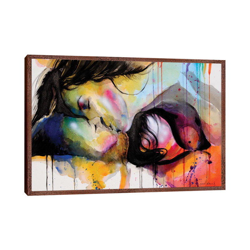 Colour Embrace II by Soo Beng Lim - Painting on Canvas, Classic Brown Wood Framed, 66.04 cm H x 45.72 cm W