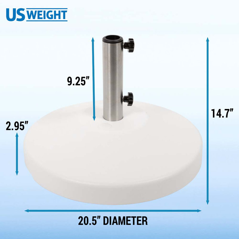 US Weight 80 lb. Fillable Capacity Round Free-Standing Outdoor Patio Umbrella Base in White, White