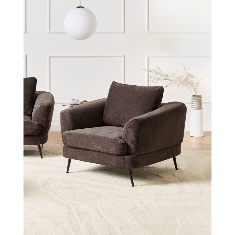 Lemelle Upholstered Armchair, KJAER Brown Chenille