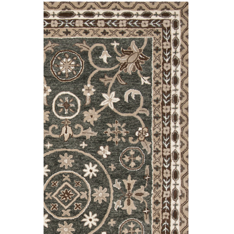 Shillington Hand Tufted Wool Oriental Rug, Square 5'