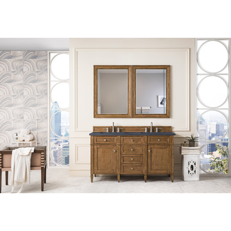 Brittany 60'' W Double Vanity, Saddle Brown, Charcoal Soapstone, 8" Widespread