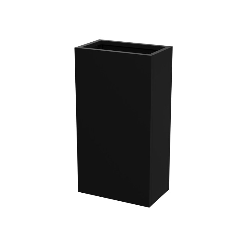 Grand pot de fleurs rectangulaire en métal noir l 16 po x H 30 po Dusk, L 16 po x H 30 po