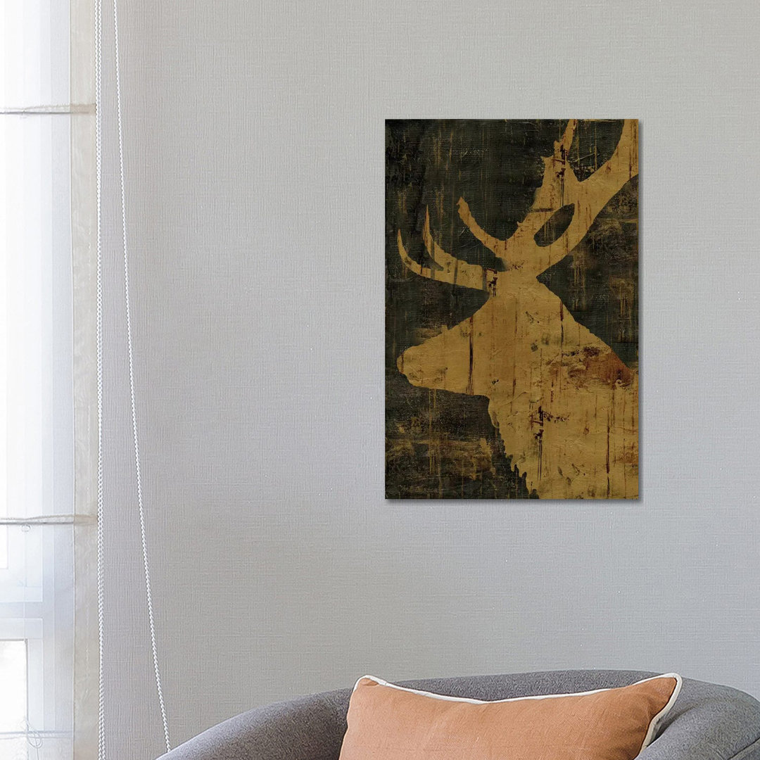 Rustic Lodge Animals Deer by Marie Elaine Cusson - Wrapped Canvas Painting