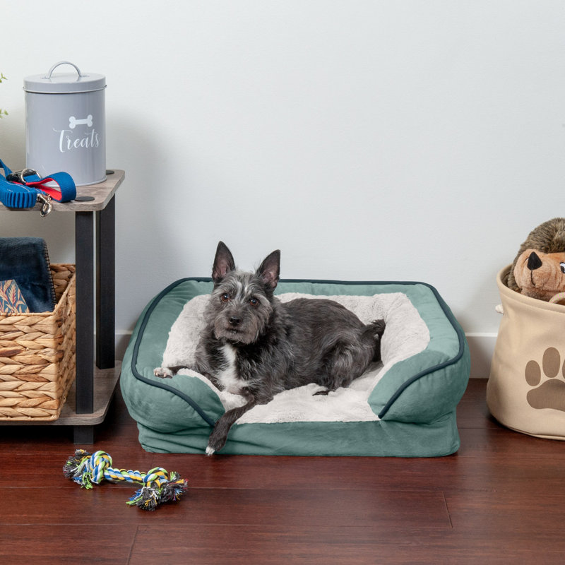Celadon Green Orthopedic X-Large Velvet Sofa Pet Bed