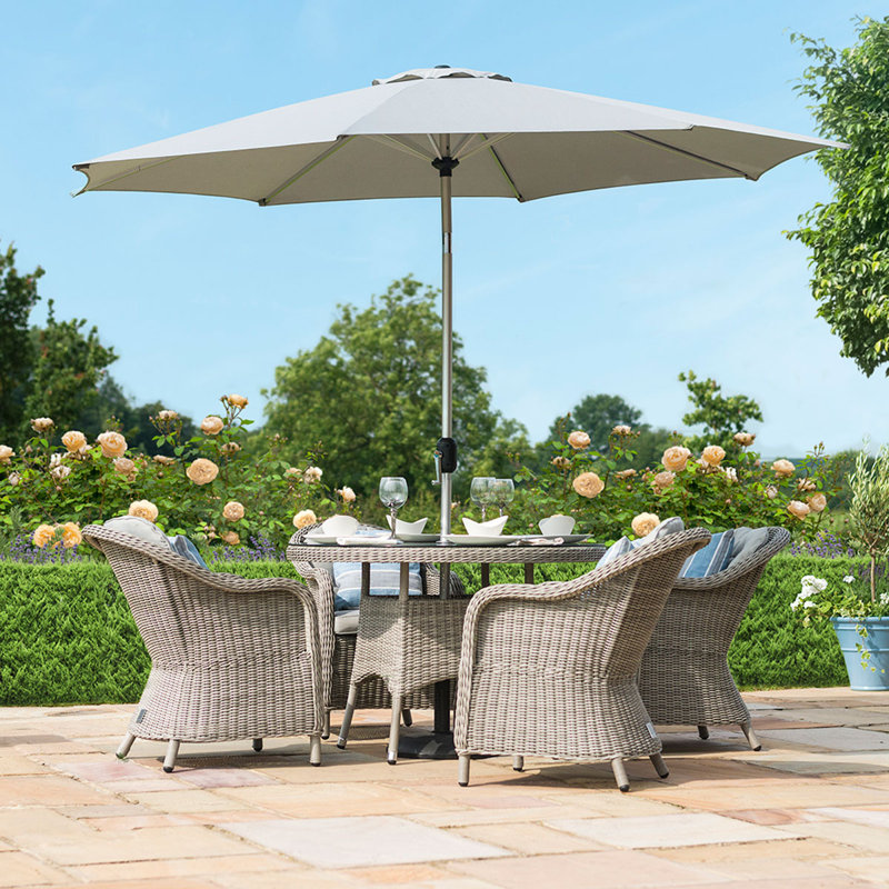 Balcom  4 Seat Round Rattan Dining Set