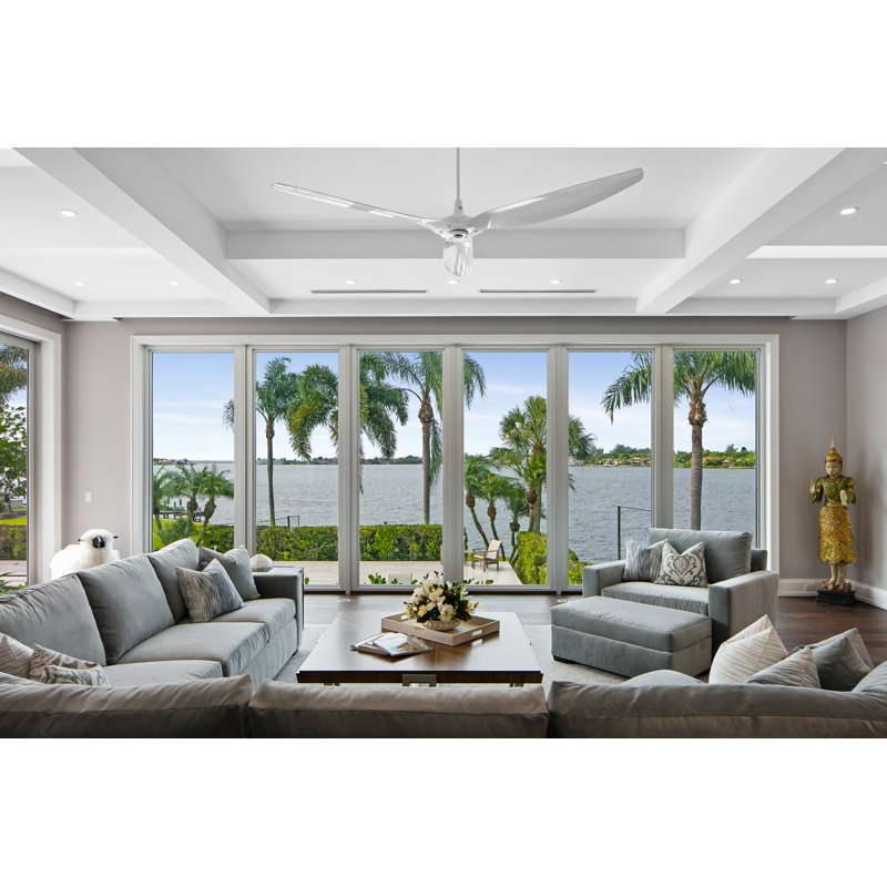 Ventilateur de plafond d'intérieur intelligent avec télécommande Haiku, 84 pouces, blanc