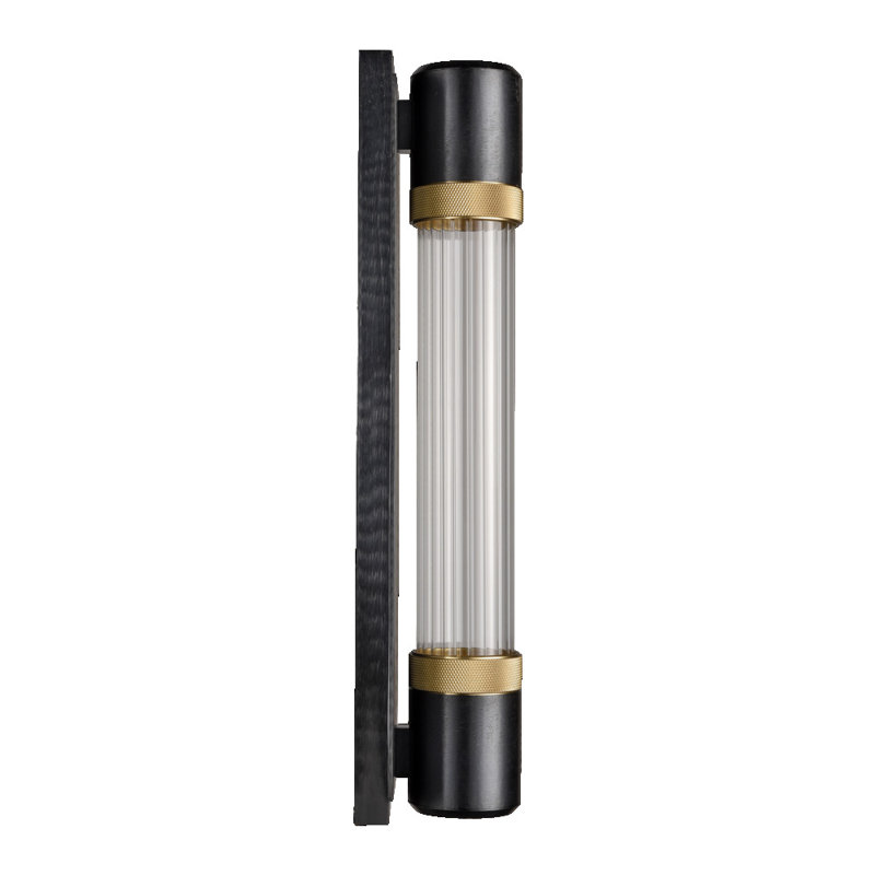 LED 3CCT Fuse Wall Sconce, 12" Fluted Glass And Satin Brushed Black With Brass Finish