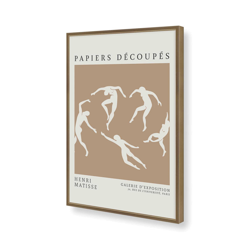 « La Danse » de Matisse en rouleaux de toile beige, Reproduction encadrée sans passe-partout, Or brossé