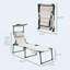 Chaise longue pliante avec auvent pare-soleil, cadre réglable en acier Oxford à 4 niveaux réglable blanc crème