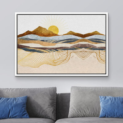 Sun Mountain Range " Geometric Wave Mountain Desert Nature Modern Art Abstract Landscape Living Room Bedroom Office " Graphic Art Print