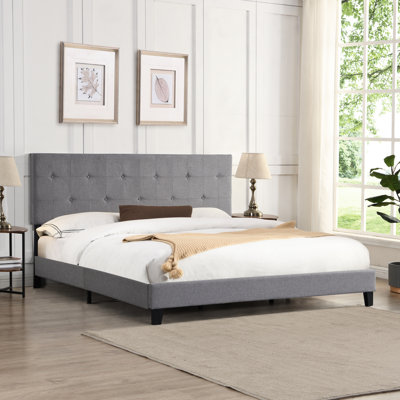 Très grand lit tapissier - Aucun sommier gris requis Largeur 84,57 lb Poids lourd 600 lb Capacité de charge 88,58 Profondeur Poids du lin