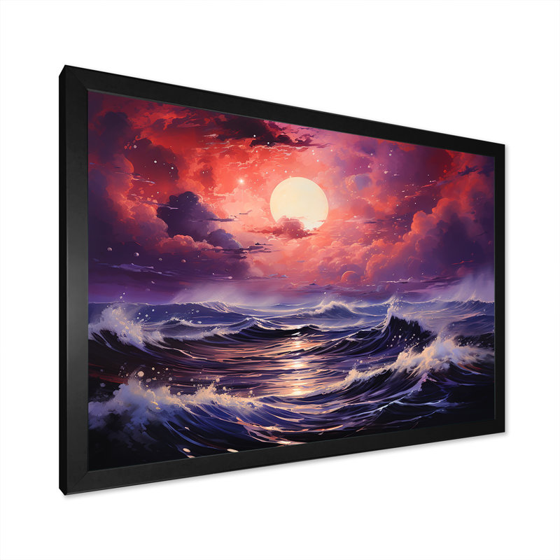 Océan coucher de soleil tempête 1 - tempêtes, art mural, Cadre d'angle fermé noir, H 24 po x l 32 po x P 1 po