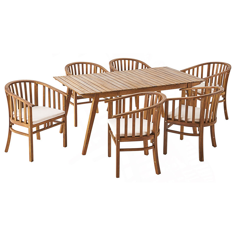 Ensemble repas d'extérieur 6 places avec coussins