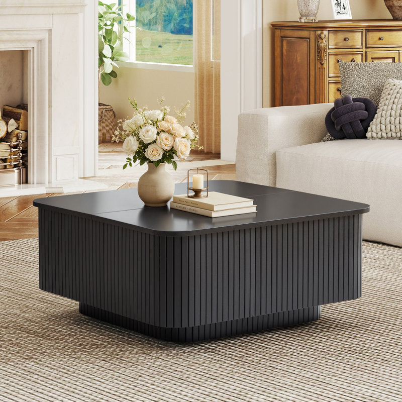 Table basse carrée avec rangement, Noir