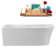 67" Streamline Soaking Glossy White Freestanding Tub and Tray With Internal Drain