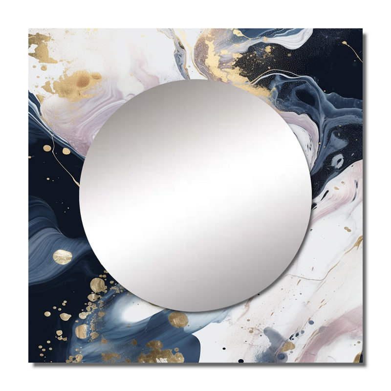 Moseur - Miroir abstrait mural carré en marbre pour chambre à coucher, 29 po x 29 po