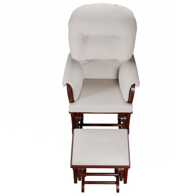 Fauteuil coulissant avec repose-pieds en microfibre beige
