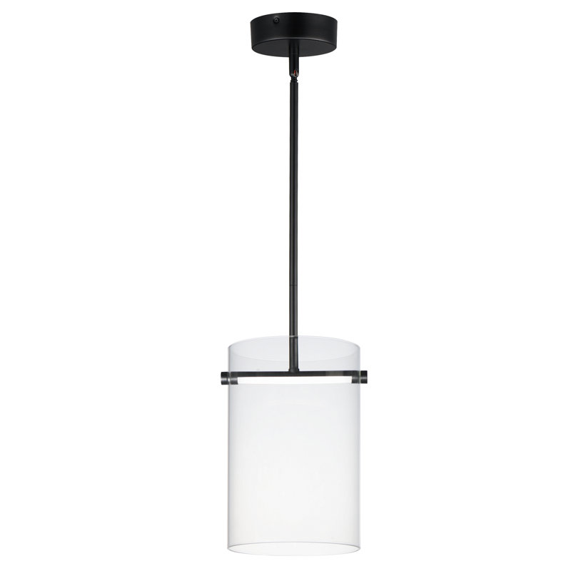Luminaire suspendu cylindrique 1 lumière DEL Maija, Noir mat