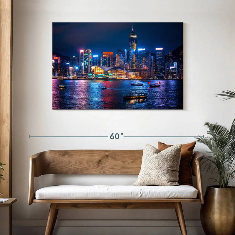 Nicci illuminée de la ville de Hongkong, H 30 po x l 45 po