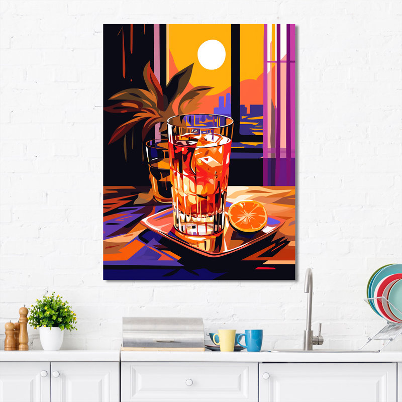 Jaune et rouge coucher de soleil - Harmonie de cocktails, H 32 po x l 16 po x P 1 po