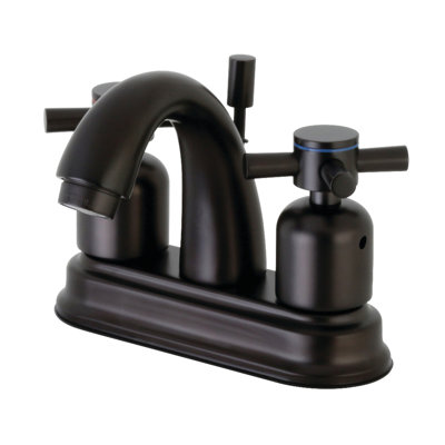 Kingston Brass Concord Two-Handle 3-Hole Deck Mount 4" Centerset Bathroom Faucet with Plastic Pop-Up