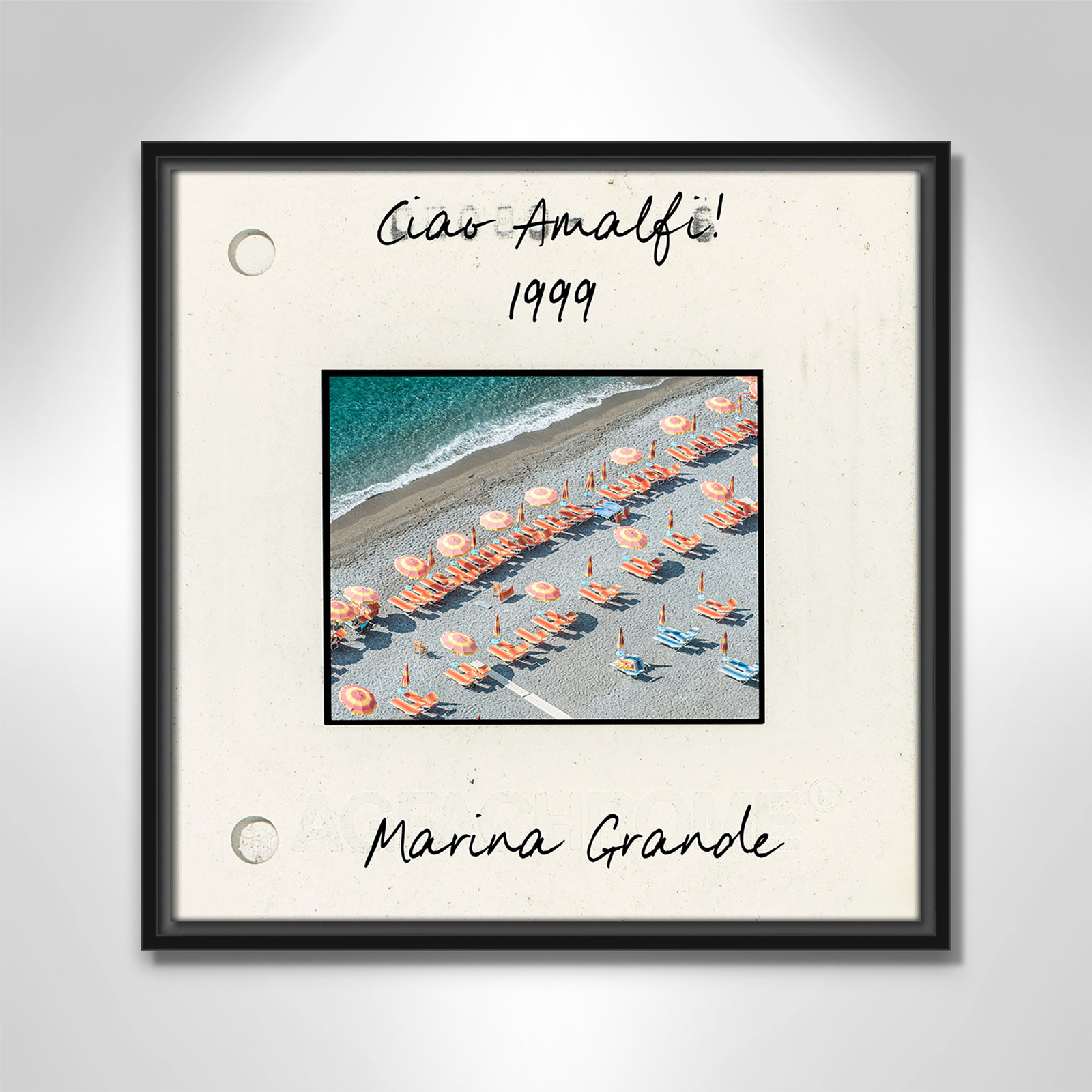 Travel Slide Collection "Amalfi, Italy - Marina Grande" Print, 17.5" H x 17.5" W x 2" D, Black Floater Framed Canvas