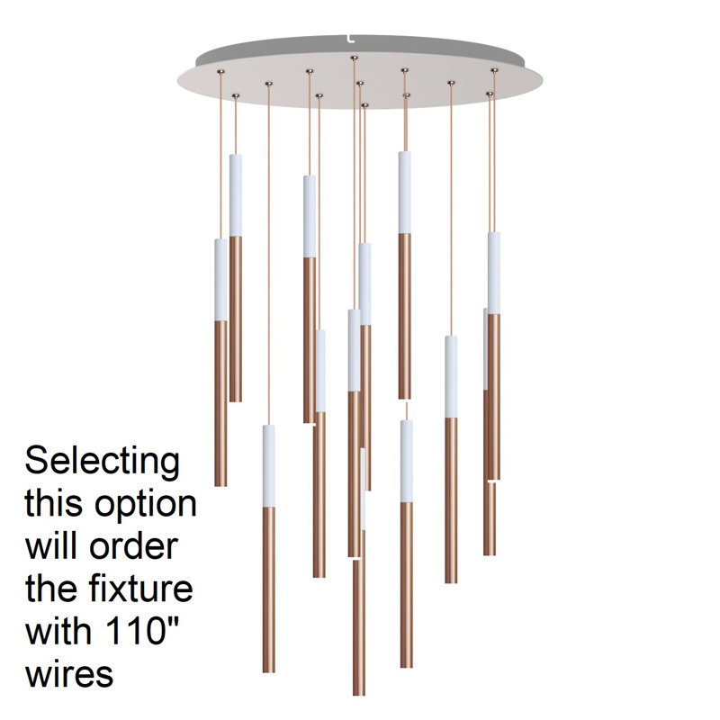 Tynan 13 - Light LED Cluster Pendant, 110", White Copper