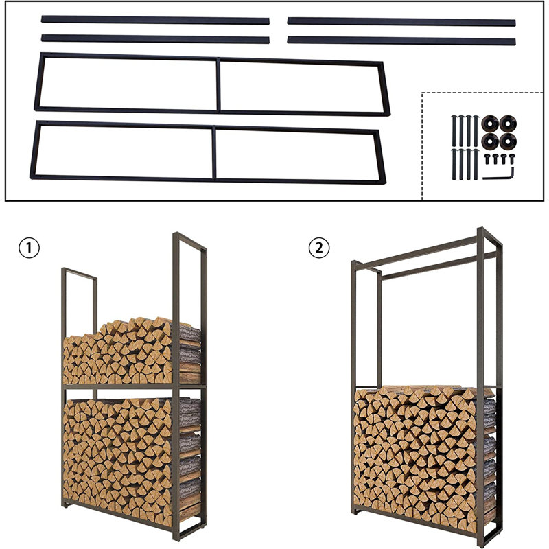 Finchamp Metal Log Rack, 150cm H x 45cm W x 25cm D