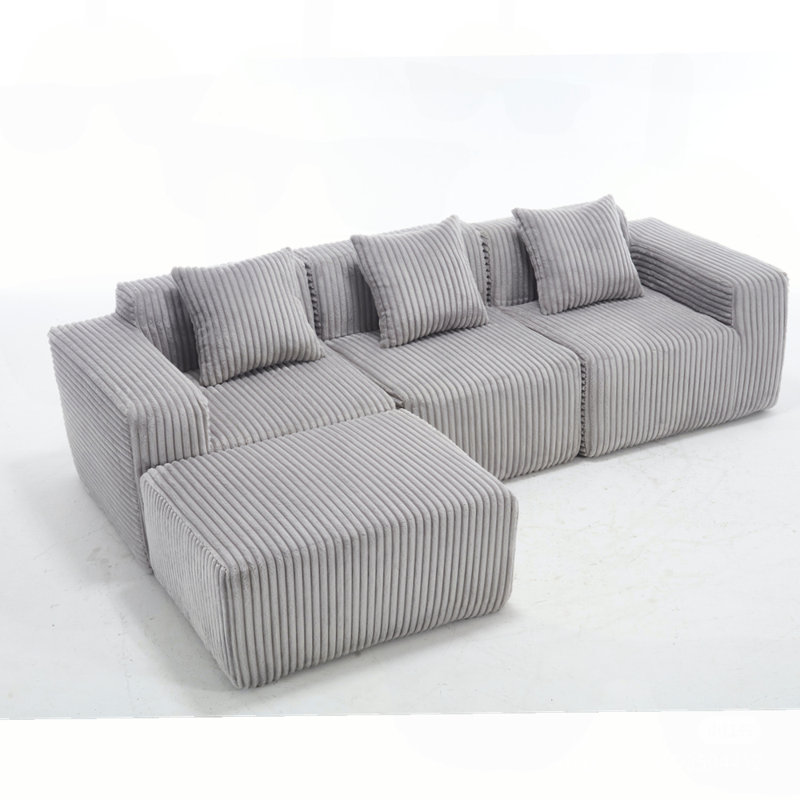 Boneless Donne Modern Minimalist Modular Sectional Sofa, L-Shape Upholstered Cloud Couch With Deep Seats, Right Facing Chaise For Living Room
