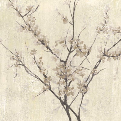 Neutral Blossoms On Cream I by Jennifer Goldberger - Wrapped Canvas Painting