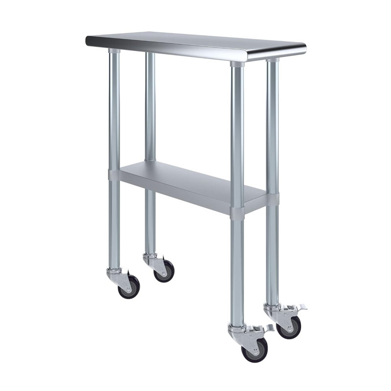 Table en acier inoxydable avec roulettes, H 38 po x L 12 po x l 30 po