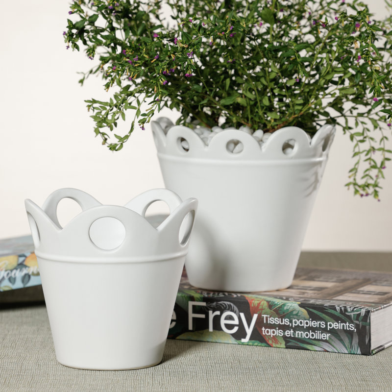 Pot de fleurs en céramique, Blanc, Grand