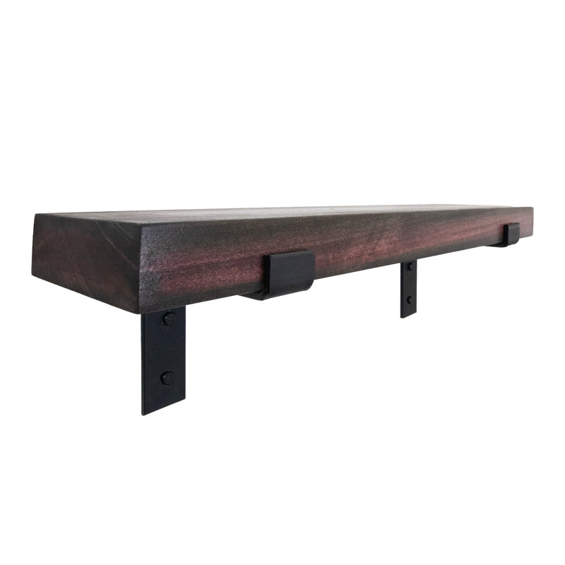 Emerald Lee Poplar Solid Wood Bracket Shelf, 2" H x 22" W x 6" D, Brown