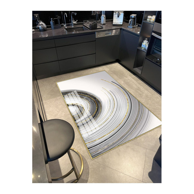 Tapis décoratif à motif de disques lavables, Sous-tapis rectangulaire 5 pi 1 po x 7 pi 7 po inc