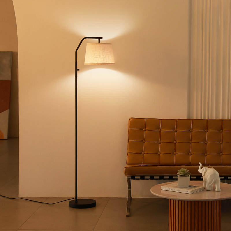 62" Dimmable Arced Floor Lamp, Black