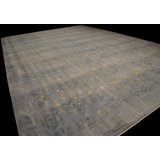 Soft Color Antique Oversized Geometric Floral Pattern Indian Dhurrie Rug