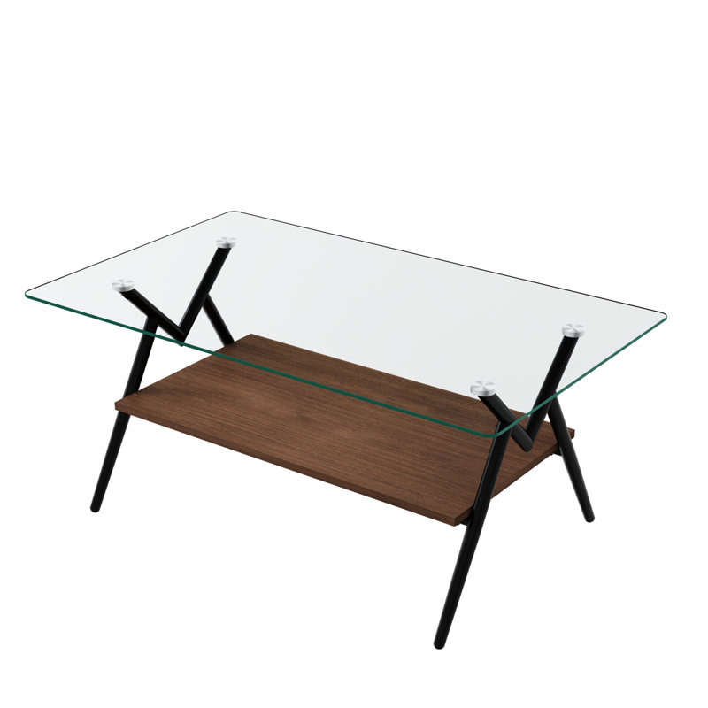 Coffee Table And End Tables Set Of 3, Tempered Glass Table With MDF Layer, Modern Tables For Living Room , Transparent Glass