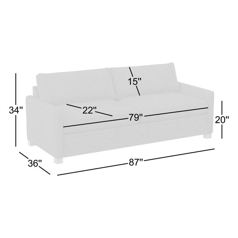 Louisa 87'' Square Arm Sofa Bed, Archetype Quatz Performance Basketweave