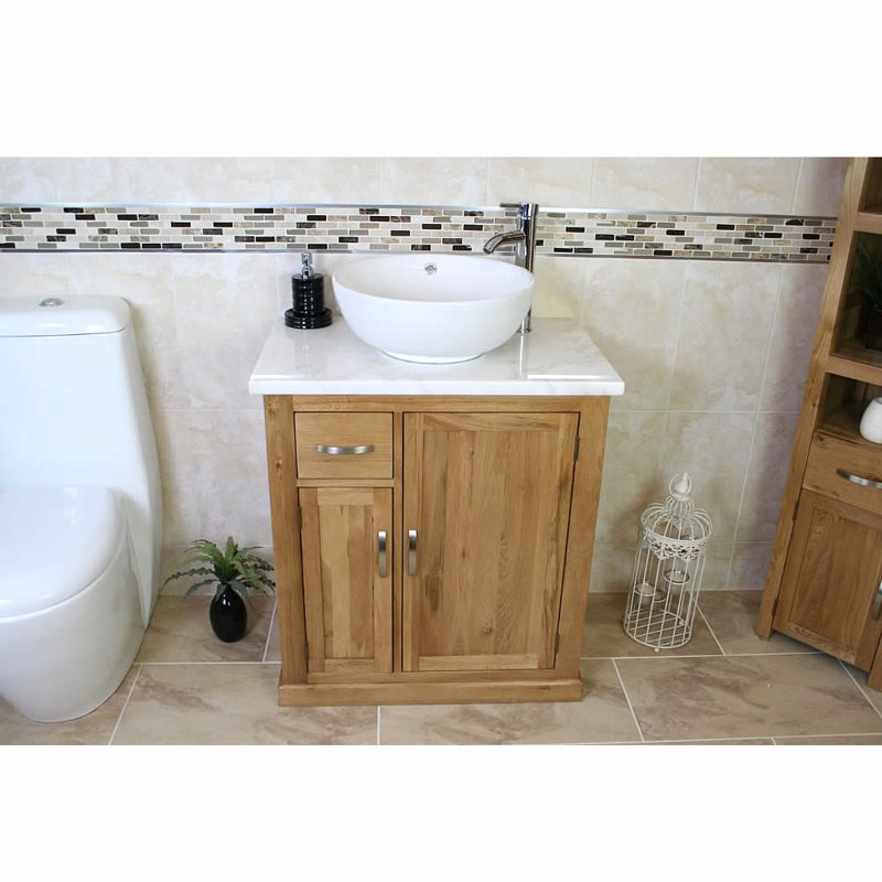 Degeorge 750mm Single Bathroom Vanity with Vessel Ceramic Basin, White