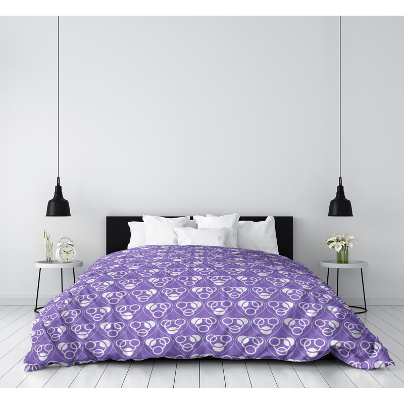 Housse de couette simple Circles Waves, Housse de couette simple TG, Mauve clair, Microfibre