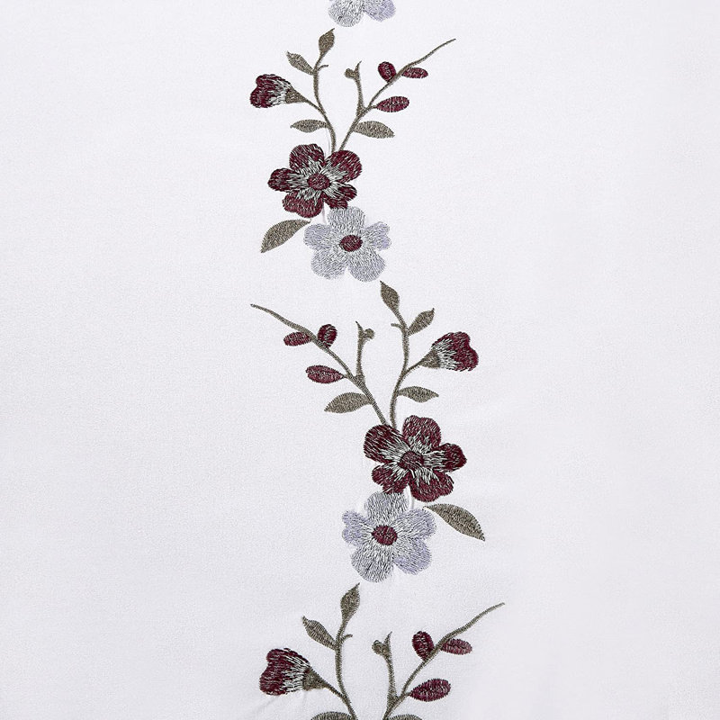 Modern & Contemporary Floral  Embroidery Window Curtain Set  (Set of 2 Panels), Purple