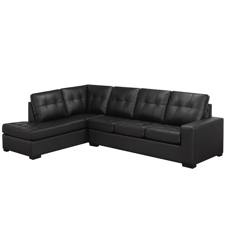 Canapé modulaire en cuir Yeprad, Cuir noir assorti, Face à la gauche