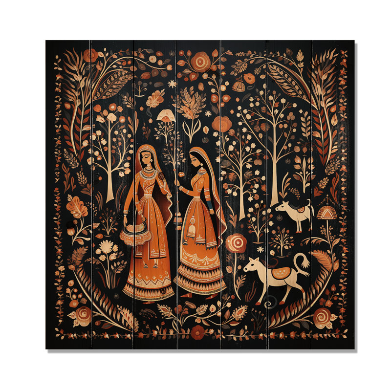 Ilonca - Personnage en bois sur bois de pin naturel, H 25 po x l 25 po