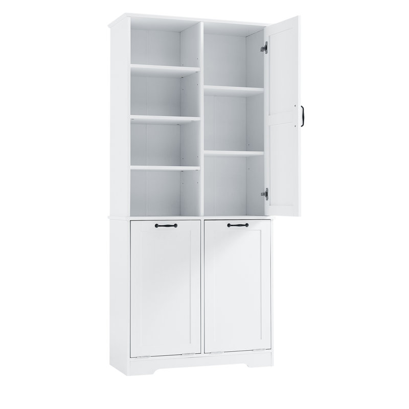 Armoire de cuisine avec armoire inclinable, tablette réglable, style autoportant, Blanc