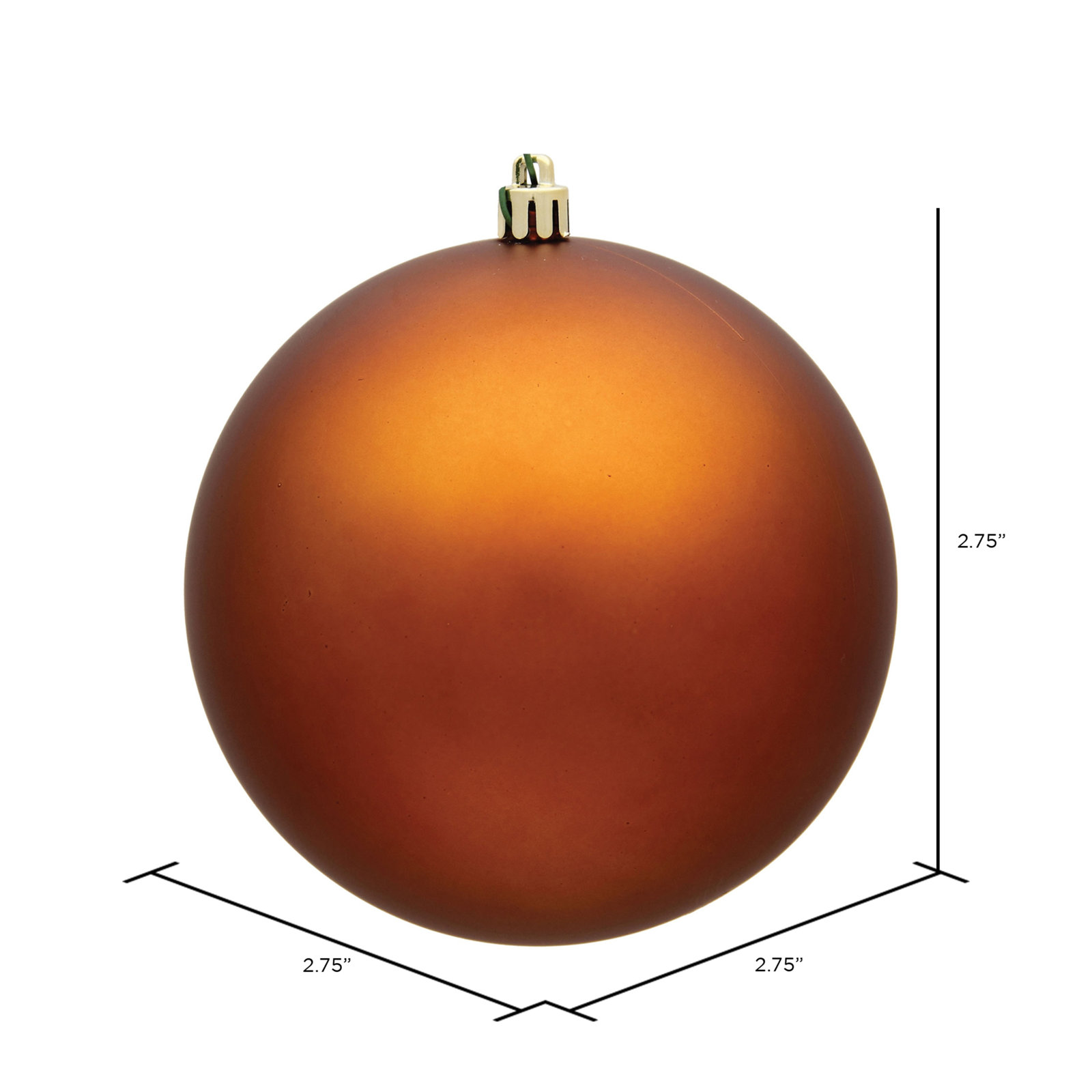 Holiday Décor Ball Ornament, 2.75" H x 2.75" W x 2.75" D, Matte Copper
